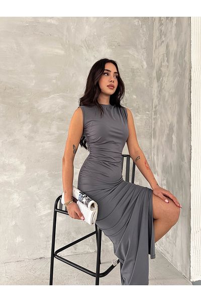 02Lady Fashion ROCHIE FĂRĂ MÂNECĂ CU DRAPE CU FĂRĂ CU FĂRĂ