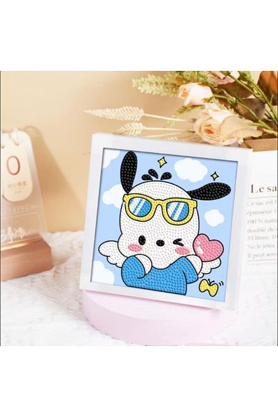 synshop Cute Pochacco Dog Apple Mosaic Book, Beaded Rhinestone Painting