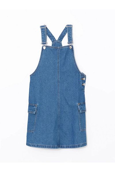 LC Waikiki Rochie LCW Kids Indigo cu guler pătrat pentru fete