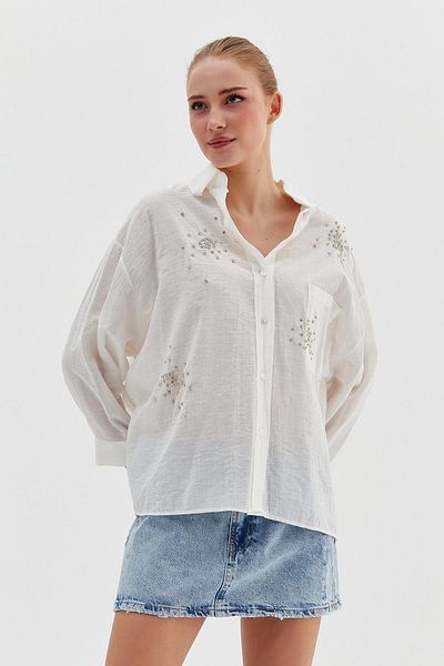 Nish&Chic Jewelled Oversize Shirt