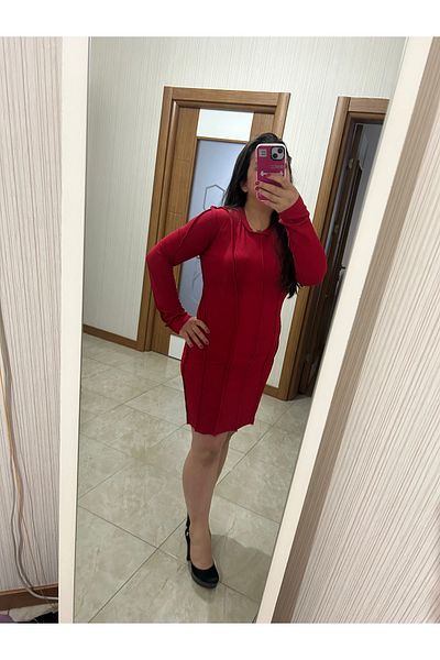 Lotus Reverse Stitching Slim Fit Mini Dress