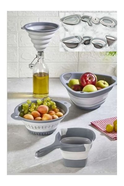 KdrElektronik Set of 4 Accordion Folding Strainers - Brass, Mug and Funnel Purpose