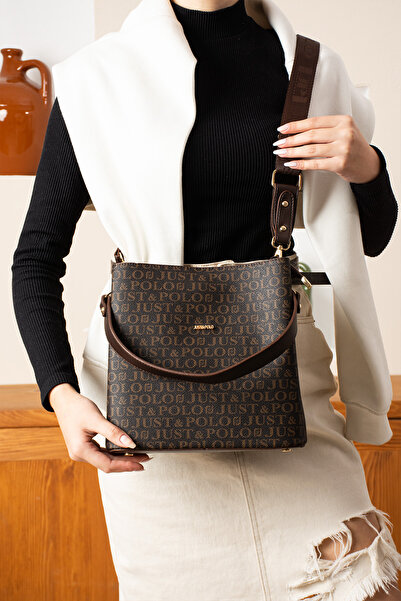 Just Polo حقيبة كتف وحقيبة يد نسائية طويلة بحزام متقاطع مكونة من 3 أقسام