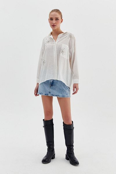 Nish&Chic Jewelled Oversize Shirt
