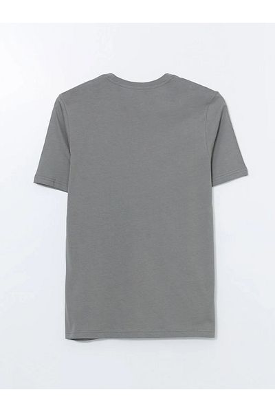 LC Waikiki Lcwaikiki Classic Grey Crew Neck Short Sleeve Printed Combed Cotton Men's T-Shirt