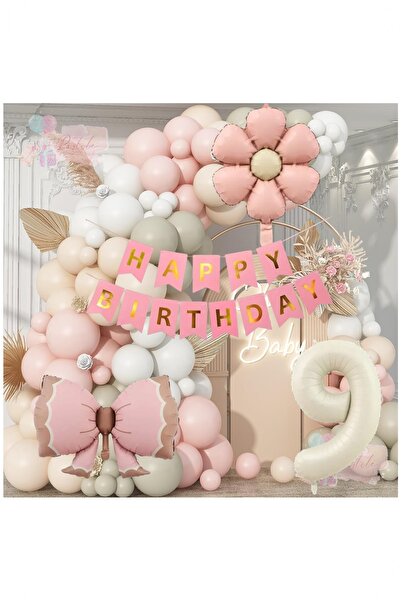 Partile Pembe Fiyonklu Papatya Folyo Balonlu Doğum Günü Seti Parti Kutlama Eğ...