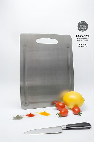 Metal Hayaller Kitchenpro Stainless Steel Cutting Board (Medium - 26X34 cm)