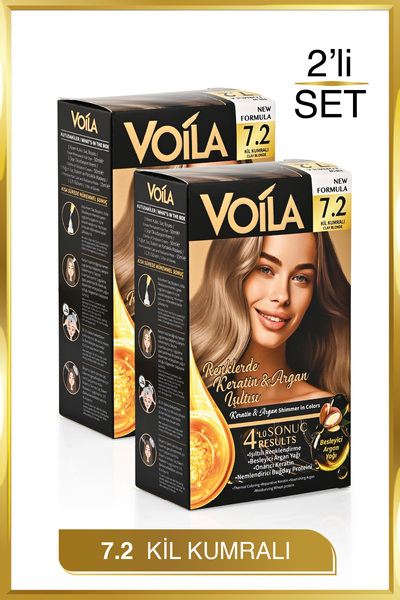 Voila Kadın 2'li Paket Keratin Kalıcı Kil Kumralı 7.2 Saç Boyası