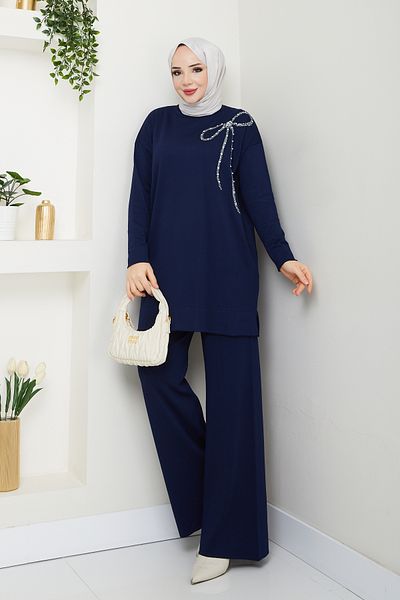 Pamuk Butik Γυναικείο Σετ Πλεκτό Διπλό Mercerized με Παντελόνι