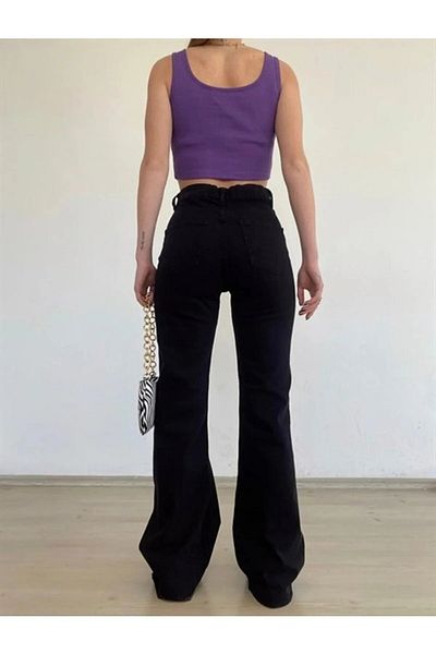 LİMABEL Rukiye Milano Candy - Black High Waist Loose Pants, Wide Leg Pantalon 2025