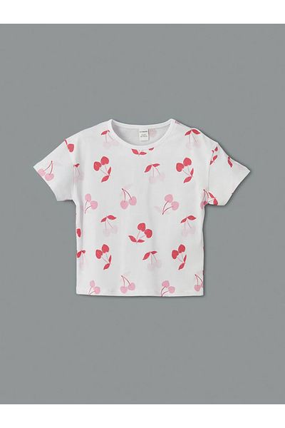 LC Waikiki Lcw Kids Ecru Crew Neck Girls T-Shirts and Leggings 2-Piece