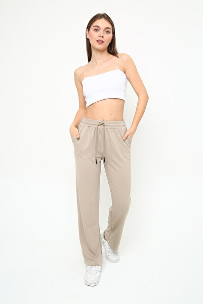 OPENDO Υφασμάτινο κολάν γυναικεία φόρμα με χαλαρή εφαρμογή, χρώμα πέτρας