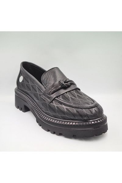 Mammamia D25YA-460 Pantofi de zi cu zi pentru femei, din piele naturală, cu toc gros (4 cm)