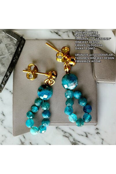 Mineway Design Doğaltaş Apatit Damla Küpe