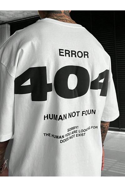 PALPİTO Ανδρικό μπλουζάκι με στάμπα Oversize White Error 404