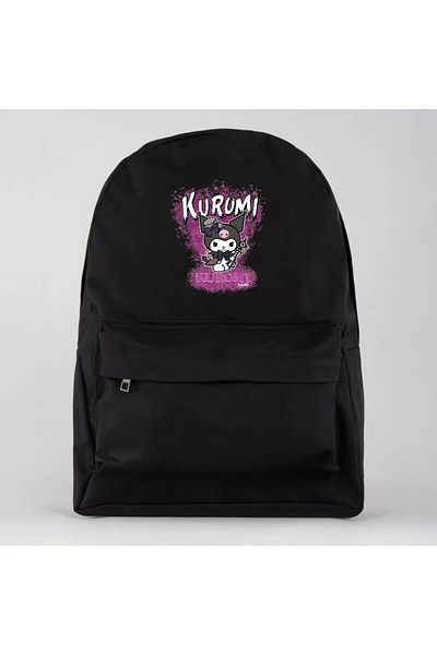weywot Black Kuromi Smile Printed School Bag Backpack