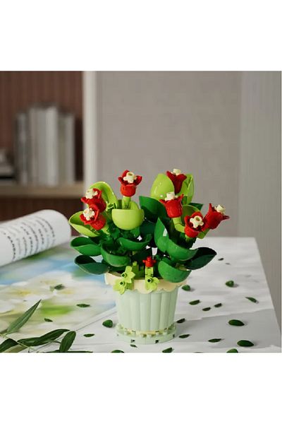 Kaptan Mavi Jasper Potted Flower Building Blocks Puzzle7223