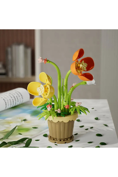 Kaptan Mavi ورقة اللؤلؤ بوعاء زهرة اللبنات بناء بازل قطع Puzzle7229