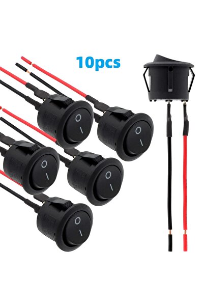 AOKIN 10 قطع 10 قطع مفتاح هزاز دائري KCD1 تشغيل/إيقاف تشغيل مفتاح هزاز صغير م...