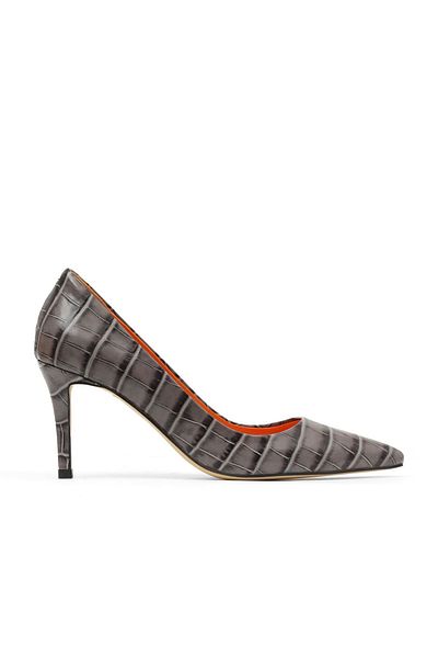 Bueno Shoes Pantofi cu toc pentru femei crocodil gri 30wg22560