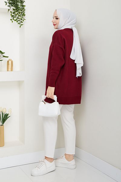 Pamuk Butik Pulover de damă din tricotaj cu model pătrat