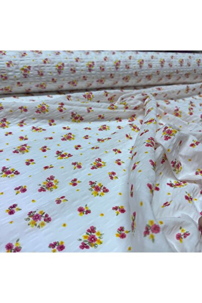 Yaren Ülker Gofre Kumaş Çiçek Desenli Çift En (EN 150 CM)