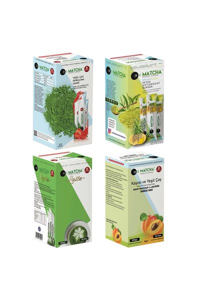Bilge İlaç Çilek&Ananas&Latte ve Kayısı Aromalı Matcha Çayı (1'er Kutu Toplam...