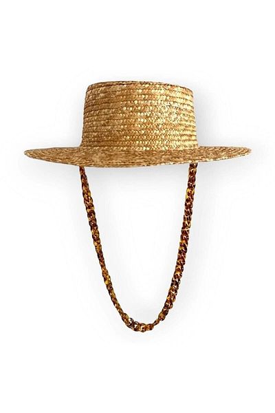 Trenderrs Women's Leopard Chain Straw Hat