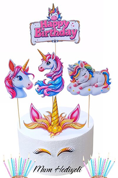 telaşe memuru 3 Year Old Unicorn Cake Topper - 3 Year Old Unicorn Birthday Co...