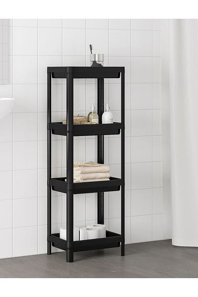 ALMUFARREJ 4 Layer Vesken Shelving Unit Shelf Black 36x23x100 cm