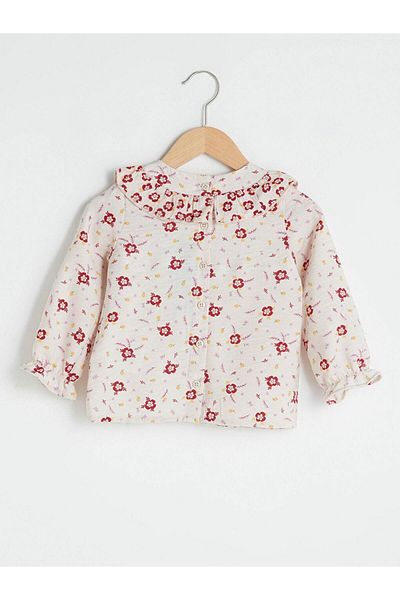 LC Waikiki Crew Neck Long Sleeve Patterned Baby Girl Blouse