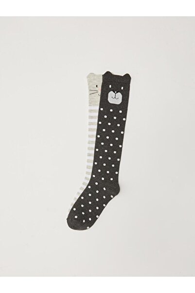 LC Waikiki Girl's Patterned Knee Socks - Pack of 2