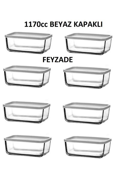 LAV Feyzade Cube Breakfast Storage Container Set 8 Pieces 1170Cc (Cub-238)