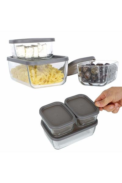 LAV Feyzade Cube Storage Cup Set (1 Pcs 1170Cc- 2 Pcs 405Cc)