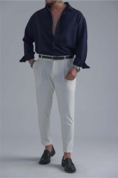 OUTFİT MAN Men's Basic Classic Pencil Pants White