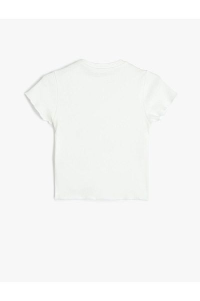 Koton Cotton Drawstring Detailed Crew Neck Short Sleeve Crop T-Shirt