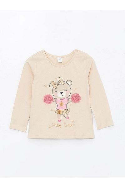 LC Waikiki Crew Neck Long Sleeve Printed Baby Girl T-Shirt (S4)