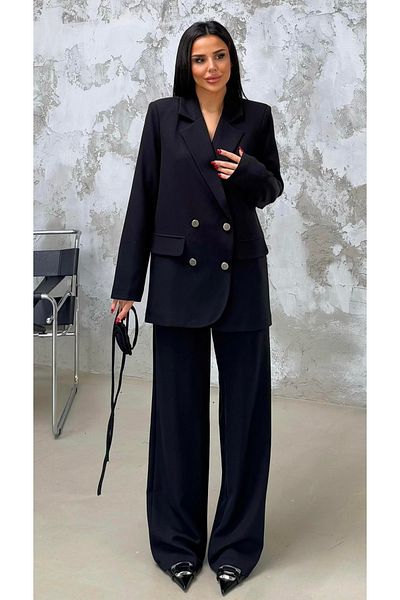 pembekurdelem Black Rose Detailed Women's Jacket and Trousers Set