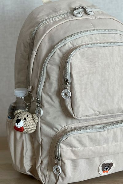 NEMO BAGS Unisex Μπεζ σχολική τσάντα πλάτης Laptop Travel Sports Αδιάβροχο με μπρελόκ amigurumi