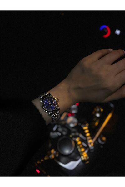 SHINELUC Brand Model Steel Wristwatch – Gold Detailed Navy Blue Dial Quartz W...