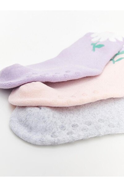 LC Waikiki LCW baby Çiçekli Kız Bebek Soket Çorap 3'lü (W4)