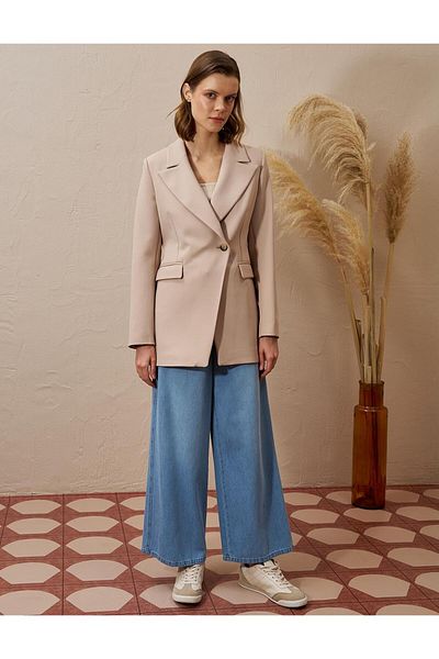 Kayra Jachetă blazer bej cu un singur nasture