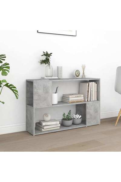 vidaxl خزانة كتب خرسانية رمادية 100x24x63 سم من الخشب الهندسي