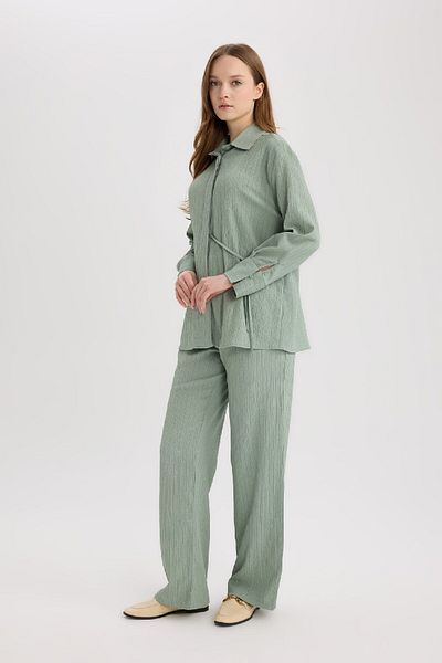 DeFacto Wide Leg Pocket Detailed Standard Leg Crinkle Fabric Pants D8680Ax25Sp