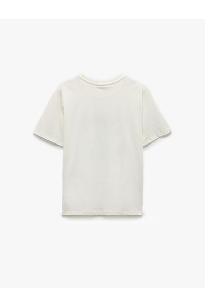 Koton Cotton Crew Neck Short Sleeve Daisy Printed T-Shirt