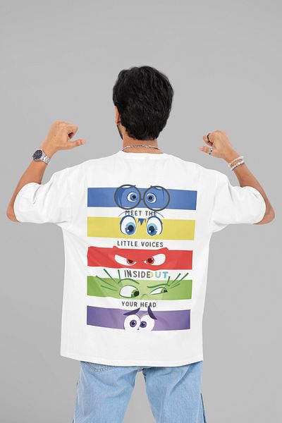 SEVBANO Inside Out Printed Unisex Oversize Cartoon Reverse Face T-Shirt