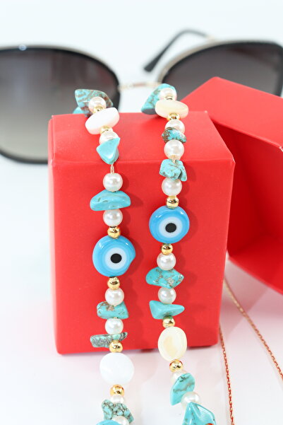 KEEBA Boncuklu gözlük ipi. Gözlük Zinciri. Tasarım incili doğal taşlı. Gözlük...