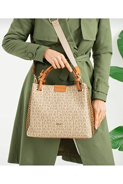 Just Polo حقيبة كتف نسائية من JUSTPOLO مصنوعة يدويًا باللون الأبيض مقاس كبير ...