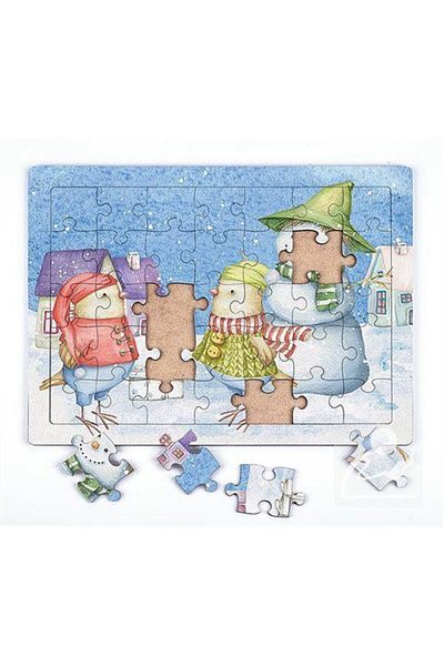 King Of Puzzle Snowman And Birthday Wooden Puzzle 35 Pieces (xxxv-11)