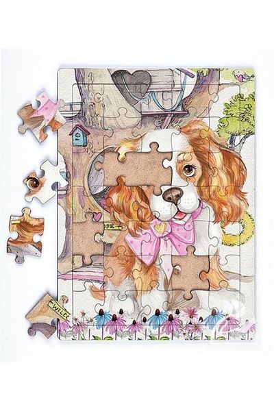 King Of Puzzle Cute Dog And Tree House Wooden Puzzle 35 Pieces (xxxv-22)